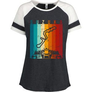 Suzuka Formula Racing Track Circuit Fan Enza Ladies Jersey Colorblock Tee