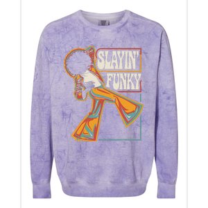 Slayin Funky Retro 1970s Afro Disco Soul Music Colorblast Crewneck Sweatshirt