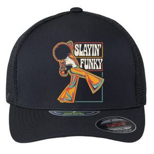 Slayin Funky Retro 1970s Afro Disco Soul Music Flexfit Unipanel Trucker Cap