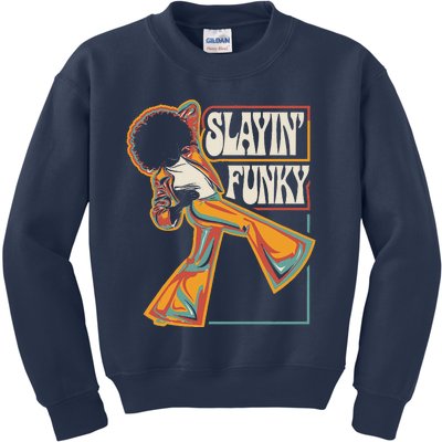 Slayin Funky Retro 1970s Afro Disco Soul Music Kids Sweatshirt