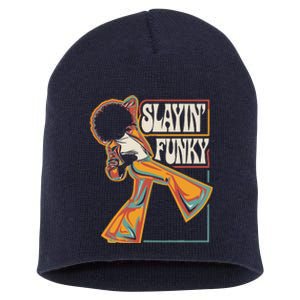 Slayin Funky Retro 1970s Afro Disco Soul Music Short Acrylic Beanie