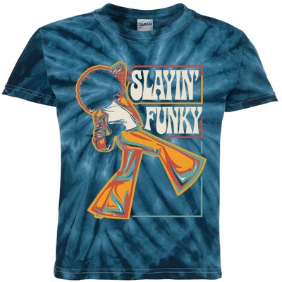 Slayin Funky Retro 1970s Afro Disco Soul Music Kids Tie-Dye T-Shirt