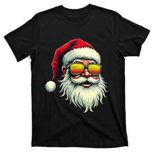 Santa Face Retro Sunglasses Christmas Xmas T-Shirt