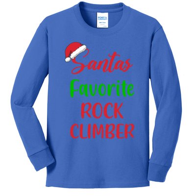 SantaS Favorite Rock Climber Christmas Climbing Great Gift Kids Long Sleeve Shirt