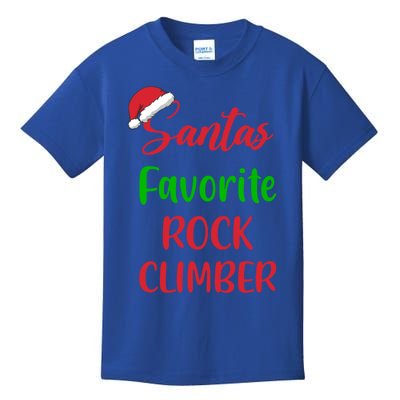 SantaS Favorite Rock Climber Christmas Climbing Great Gift Kids T-Shirt