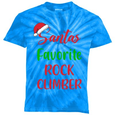 SantaS Favorite Rock Climber Christmas Climbing Great Gift Kids Tie-Dye T-Shirt