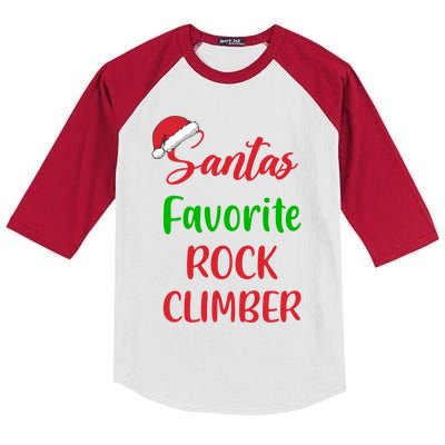 SantaS Favorite Rock Climber Christmas Climbing Great Gift Kids Colorblock Raglan Jersey