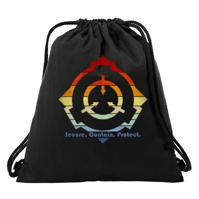 Scp Foundation Retro Vintage Sunset Secure Contain Protect Drawstring Bag