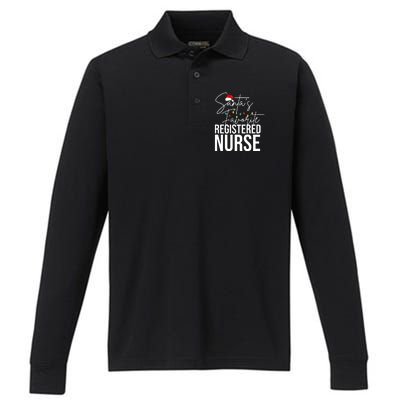 Santa's Favorite Register Nurse Performance Long Sleeve Polo