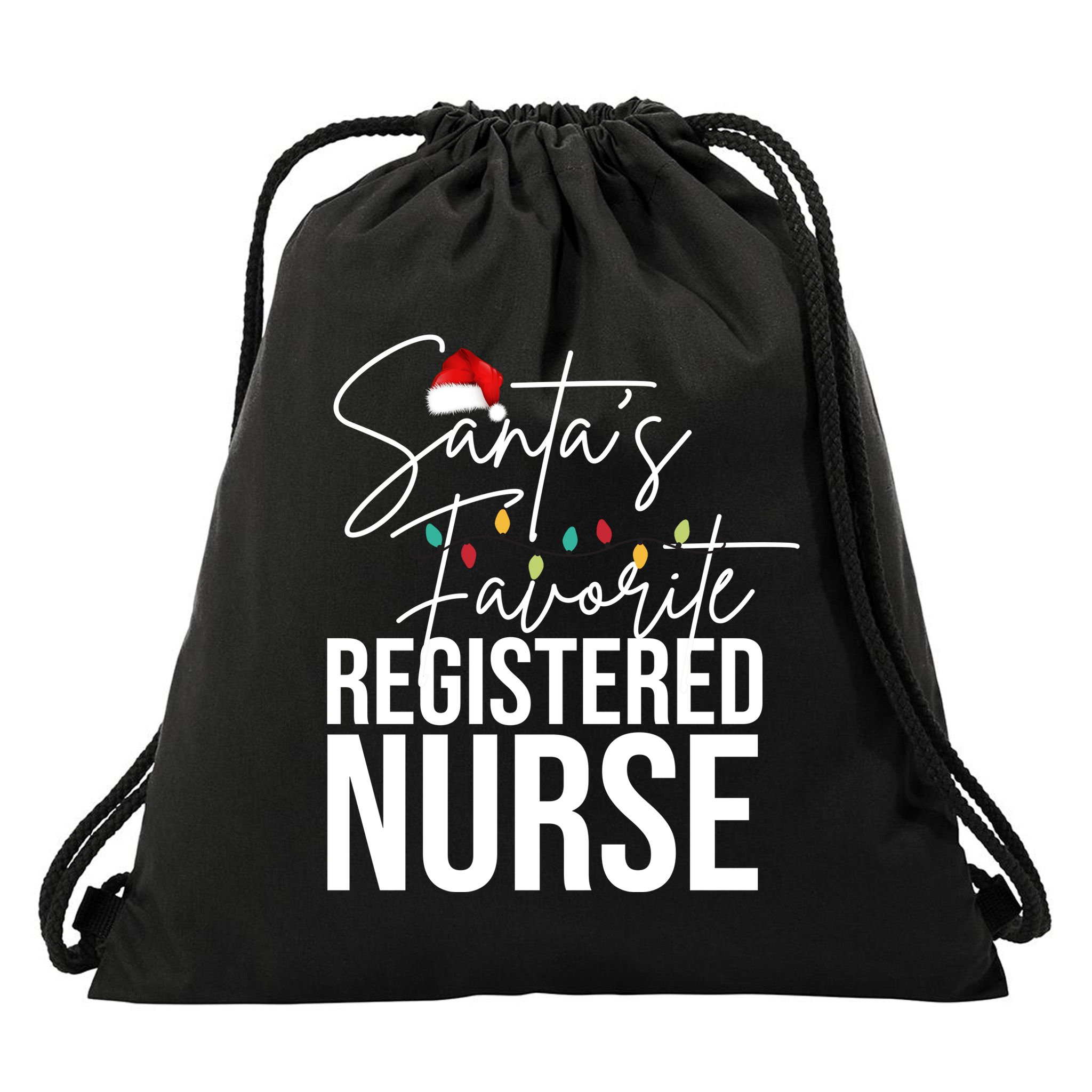 Santa's Favorite Register Nurse Drawstring Bag