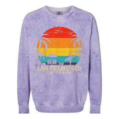 San Francisco Retro Sunset California Summer Lover Beach Colorblast Crewneck Sweatshirt