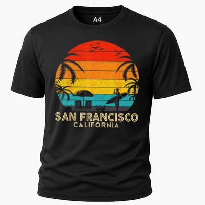 San Francisco Retro Sunset California Summer Lover Beach Cooling Performance Crew T-Shirt