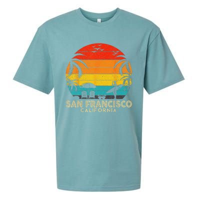 San Francisco Retro Sunset California Summer Lover Beach Sueded Cloud Jersey T-Shirt