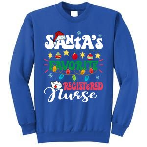 Santas Favorite Registered Nurse Santa Hat Light Christmas Gift Tall Sweatshirt