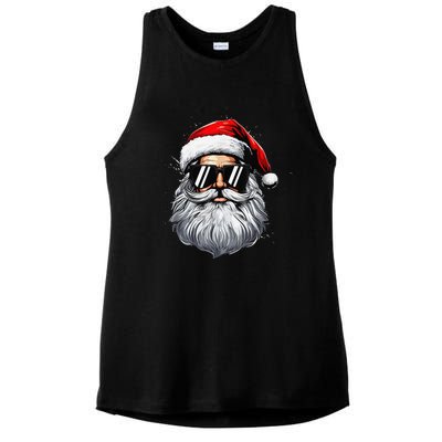 Santa Face Retro Sunglasses Christmas Xmas And Ladies PosiCharge Tri-Blend Wicking Tank