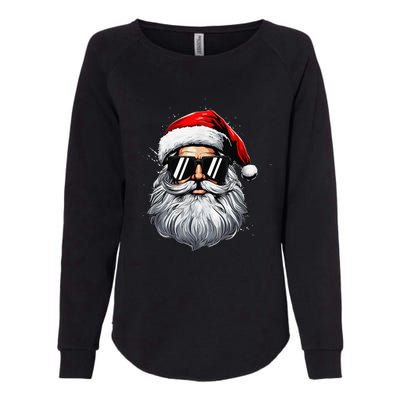 Santa Face Retro Sunglasses Christmas Xmas And Womens California Wash Sweatshirt