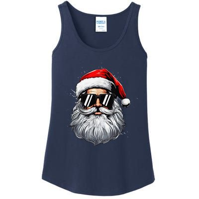 Santa Face Retro Sunglasses Christmas Xmas And Ladies Essential Tank