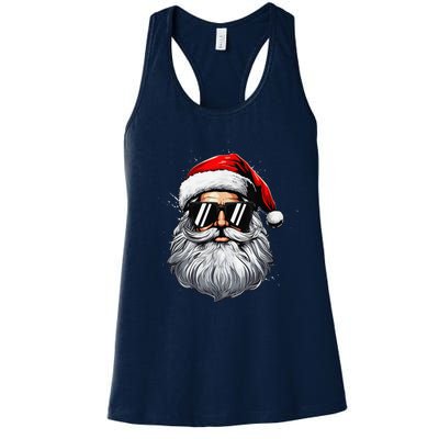 Santa Face Retro Sunglasses Christmas Xmas And Women's Racerback Tank