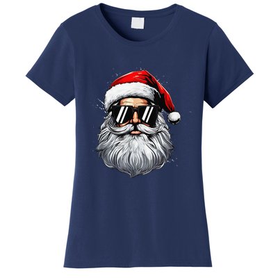 Santa Face Retro Sunglasses Christmas Xmas And Women's T-Shirt