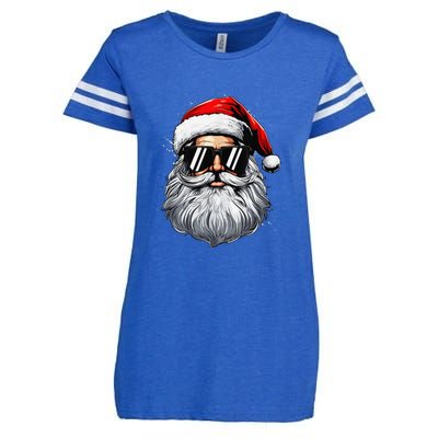 Santa Face Retro Sunglasses Christmas Xmas And Enza Ladies Jersey Football T-Shirt