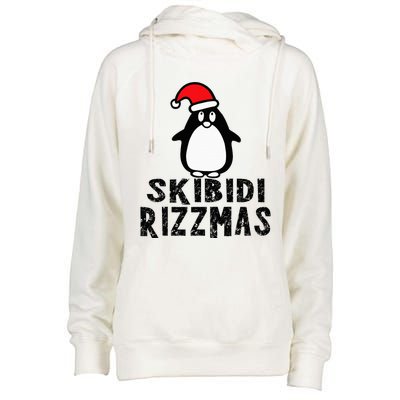 S.K.I.B.I.D.I Funny Rizzmas Season Christmas Santa Penguin Womens Funnel Neck Pullover Hood