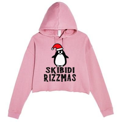 S.K.I.B.I.D.I Funny Rizzmas Season Christmas Santa Penguin Crop Fleece Hoodie