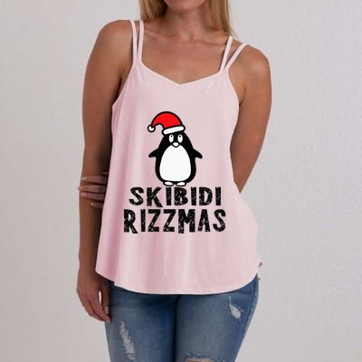 S.K.I.B.I.D.I Funny Rizzmas Season Christmas Santa Penguin Women's Strappy Tank