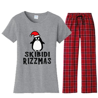 S.K.I.B.I.D.I Funny Rizzmas Season Christmas Santa Penguin Women's Flannel Pajama Set