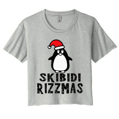 S.K.I.B.I.D.I Funny Rizzmas Season Christmas Santa Penguin Women's Crop Top Tee