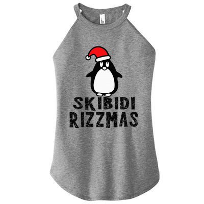 S.K.I.B.I.D.I Funny Rizzmas Season Christmas Santa Penguin Women's Perfect Tri Rocker Tank