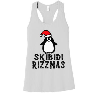 S.K.I.B.I.D.I Funny Rizzmas Season Christmas Santa Penguin Women's Racerback Tank