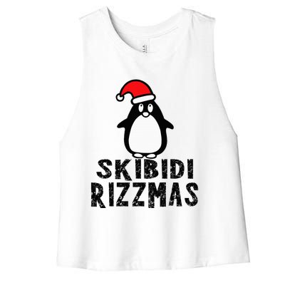 S.K.I.B.I.D.I Funny Rizzmas Season Christmas Santa Penguin Women's Racerback Cropped Tank