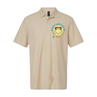 Smile Face Retro Groovy Happy Last Day Of School Teacher Softstyle Adult Sport Polo