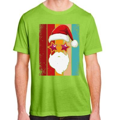 Santa Face Retro Sunglasses Christmas Xmas Adult ChromaSoft Performance T-Shirt