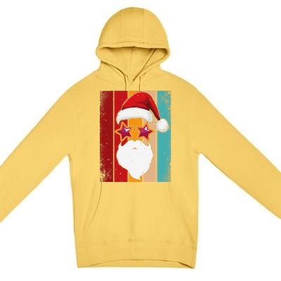 Santa Face Retro Sunglasses Christmas Xmas Premium Pullover Hoodie