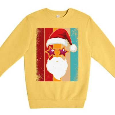 Santa Face Retro Sunglasses Christmas Xmas Premium Crewneck Sweatshirt