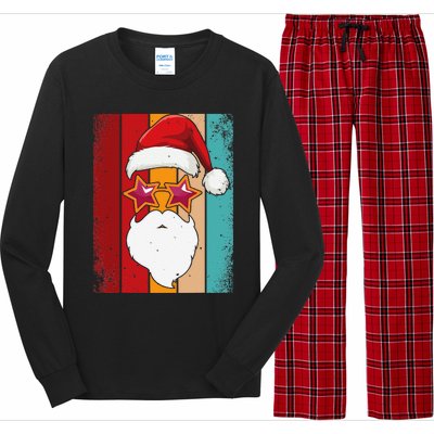 Santa Face Retro Sunglasses Christmas Xmas Long Sleeve Pajama Set