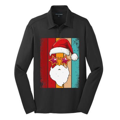 Santa Face Retro Sunglasses Christmas Xmas Silk Touch Performance Long Sleeve Polo