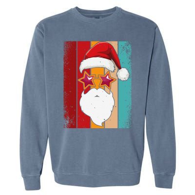 Santa Face Retro Sunglasses Christmas Xmas Garment-Dyed Sweatshirt