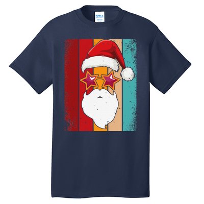 Santa Face Retro Sunglasses Christmas Xmas Tall T-Shirt