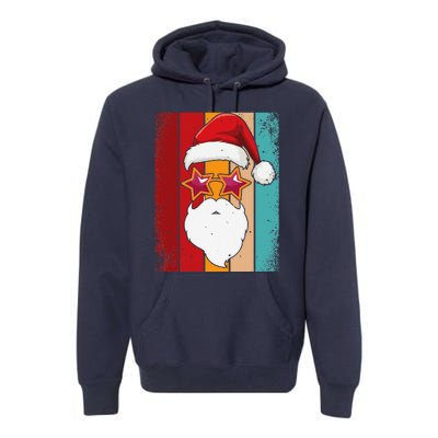 Santa Face Retro Sunglasses Christmas Xmas Premium Hoodie