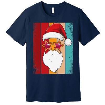 Santa Face Retro Sunglasses Christmas Xmas Premium T-Shirt