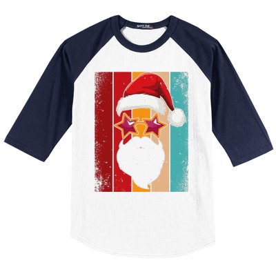 Santa Face Retro Sunglasses Christmas Xmas Baseball Sleeve Shirt