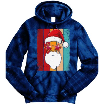 Santa Face Retro Sunglasses Christmas Xmas Tie Dye Hoodie