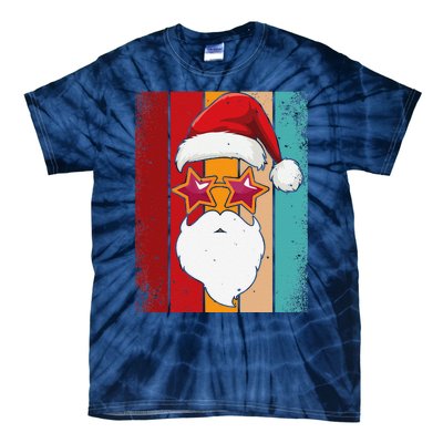 Santa Face Retro Sunglasses Christmas Xmas Tie-Dye T-Shirt