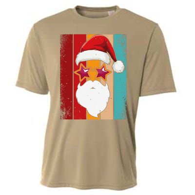 Santa Face Retro Sunglasses Christmas Xmas Cooling Performance Crew T-Shirt