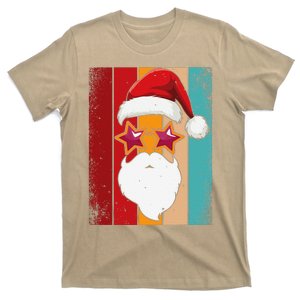 Santa Face Retro Sunglasses Christmas Xmas T-Shirt