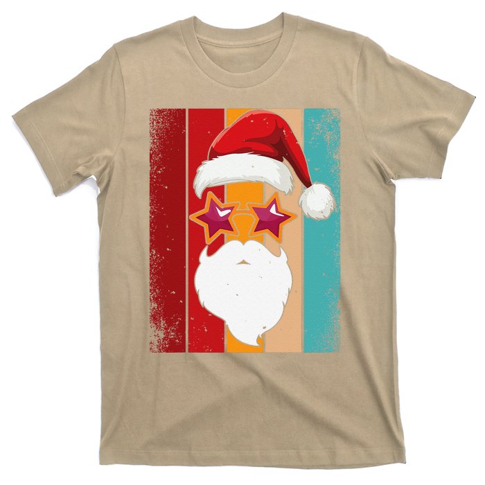 Santa Face Retro Sunglasses Christmas Xmas T-Shirt