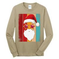 Santa Face Retro Sunglasses Christmas Xmas Tall Long Sleeve T-Shirt