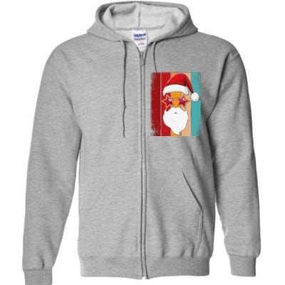 Santa Face Retro Sunglasses Christmas Xmas Full Zip Hoodie